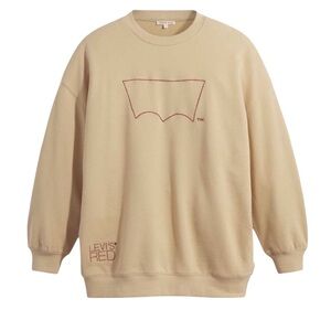 Levi's Red Collection Tan Crewneck Logo Sweatshirt, Unisex, Large, limited